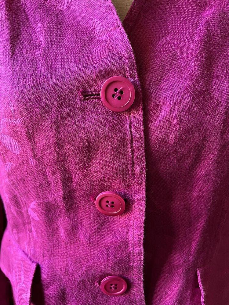 🦄🧥🩷Jones NY Linen Jacket Women's Size 8P Pink Purple Button Up 3/4 Sleeve - Picture 2 of 4